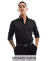 Фото #1 товара ASOS DESIGN slim fit sateen shirt in black