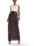 Фото #1 товара Style Cheat satin maxi skirt with tie waist in brown spot