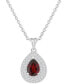 Rhodolite Garnet (1-1/10 ct. t.w.) & White Topaz (1/2 ct. t.w.) Pear Halo 18" Pendant Necklace in Sterling Silver (Also in Citrine, Peridot, Amethyst, & Blue Topaz)