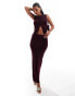 Фото #1 товара Kaiia fine knit column maxi skirt co-ord in burgundy