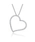 ფოტო #3 პროდუქტის Sterling Silver with Round Cubic Zirconia Thin Open Heart Frame Necklace