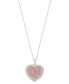 ფოტო #1 პროდუქტის EFFY® Pink Diamond (3/4 ct. t.w.) & White Diamond (1/3 ct. t.w.) Pavé Heart 18" Pendant Necklace in 18k White Gold
