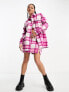 Noisy May longline shacket co-ord in pink check