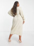 Фото #2 товара Pretty Lavish Curve Beau wrap knit dress with tie waist in beige