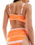 Фото #4 товара ASOS DESIGN Mia high leg high waist bikini bottom in pink & orange stripe