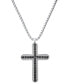 ფოტო #3 პროდუქტის Men's Silver-Tone Crystal Cross Pendant Necklace, 24"