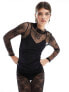 Фото #4 товара Vila lace high neck top in black lace