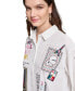 ფოტო #4 პროდუქტის Women's Embellished Graphic Poplin Button-Down Top, Regular & Petite