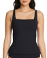 Фото #1 товара Bleu by Rod Beattie Walk the Line Square Neck Tankini Top Black Size 8