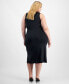 Фото #2 товара Trendy Plus Size Tie Front Bodycon Midi Dress, Created for Macy's