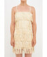 Фото #2 товара Women's Suede Fringed Spaghetti Dress