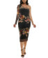 ფოტო #1 პროდუქტის Juniors' Floral-Print Bodycon Midi Dress