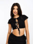 Фото #2 товара ASOS DESIGN broderie beach crop top co-ord with keyhole detail in black