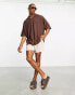 Фото #8 товара ASOS DESIGN oversized revere polo shirt in brown texture