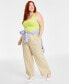 Фото #1 товара Trendy Plus Size Ribbed Square-Neck Tank, Created for Macy's