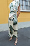 Фото #3 товара Сатиновое платье с принтом тай-дай ZARA