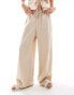 Miss Selfridge poplin relaxed wide leg trouser in beige pinstripe co ord