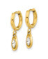 ფოტო #2 პროდუქტის Stainless Steel Yellow plated Crystal Dangle Hoop Earrings