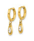 Stainless Steel Yellow plated Crystal Dangle Hoop Earrings