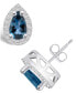 ფოტო #1 პროდუქტის London Topaz (2-1/10 ct. t.w.) and Diamond (1/3 ct. t.w.) Halo Stud Earrings in 14K White Gold