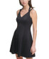 Women's Sleeveless Embossed Scuba Fit & Flare Dress