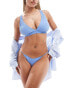 Фото #1 товара Ivory Rose ribbed tie side bikini bottom in powder blue