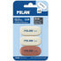 MILAN Blister Pack 3 Oval Synthetic Rubber Erasers