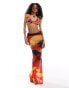 Фото #2 товара Murci tie detail bikini set co-ord in red lava print