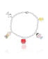 ფოტო #1 პროდუქტის Snoopy and Friends Silver Flash Plated Charm Gift Bracelet, 7.5"