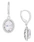 Simulated Cubic Zirconia Oval Drop Earrings in Silver Plate