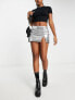 Weekday Moa sequin mini skirt in silver