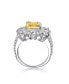 Фото #2 товара Sterling Silver White Gold Plated with Yellow Square Cubic Zirconia with Cubic Zirconia's Petals Flower Ring