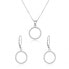 Silver jewelry set circle AGSET66RL (necklace, earrings)