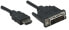 Фото #6 товара Manhattan HDMI to DVI-D 24+1 Cable - 1m - Male to Male - Black - Equivalent to HDDVIMM1M - Dual Link - Compatible with DVD-D - Lifetime Warranty - Polybag - 1 m - HDMI Type A (Standard) - DVI-D - Male - Male - Straight