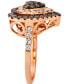 ფოტო #3 პროდუქტის GODIVA x Le Vian® Chocolate Diamond & Nude Diamond Heart Halo Cluster Ring (1-1/4 ct. t.w.) in 14k Rose Gold