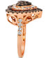 Фото #3 товара GODIVA x Le Vian® Chocolate Diamond & Nude Diamond Heart Halo Cluster Ring (1-1/4 ct. t.w.) in 14k Rose Gold