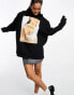 ASOS DESIGN tres chic graphic oversized hoodie in black