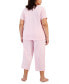 Фото #2 товара Plus Size 2-Pc. Cotton Floral Cropped Pajamas Set, Created for Macy's