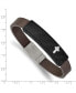 ფოტო #2 პროდუქტის Stainless Steel Cross Solid Carbon Fiber Brown Leather Bracelet