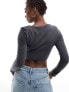 Фото #7 товара ASOS DESIGN square neck crop top with seam detail in charcoal