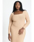 Фото #3 товара Plus Size Long Sleeve Sweater Dress With Pleat Hem