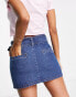 Фото #2 товара Miss Selfridge denim belted micro mini skirt in dark wash