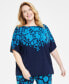 Plus Size Printed Dolman-Sleeve Top, Created for Macy's