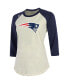 ფოტო #3 პროდუქტის Women's Threads Mac Jones Cream, Navy New England Patriots Player Name and Number Raglan 3/4-Sleeve T-shirt