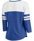 ფოტო #3 პროდუქტის Women's Heathered Royal, White Chicago Cubs Official Wordmark 3/4 Sleeve V-Neck T-shirt