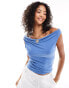 Фото #1 товара ONLY 3 way slinky top in blue