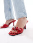 RAID Kelisa kitten heel mules in cherry red