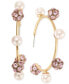ფოტო #1 პროდუქტის Large Pavé Fireball & Imitation Pearl C-Hoop Earrings, Created for Macy's