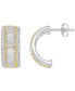ფოტო #1 პროდუქტის Cubic Zirconia Baguette & Round Small Half Hoop Earrings in Sterling Silver & 14k Gold-Plate