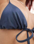 Weekday Perth shiny tie front bikini top in blue